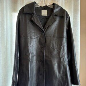 Black leather knee length jacket